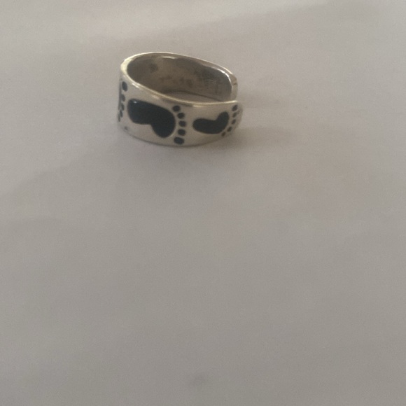 Sterling silver and onyx toe ring. Adjustable. - Picture 4 of 4